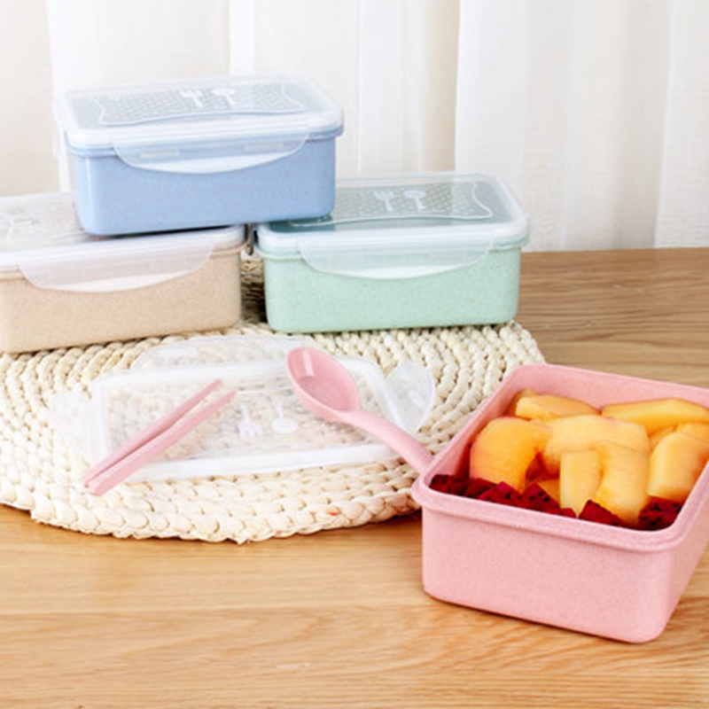 Portable Wheat Straw Biodegradable Lunch Box With Rectangle - Buy Lunch ...