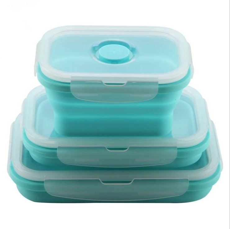 Eco-friendly Collapsible Silicone Folding Bento Lunch Box with Plastic ...