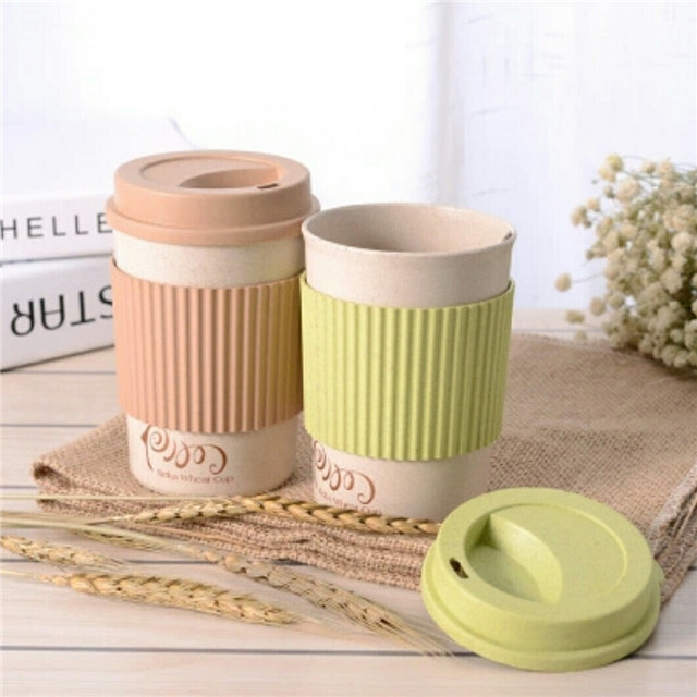 Nature Custom Color 350 ML Wheat Straw Cup, Plastic Cup With Straw ...